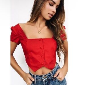 I.AM.GIA Ankaa Button Front Red Top Size Small